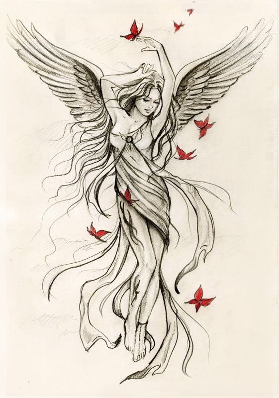 angels pencil drawings