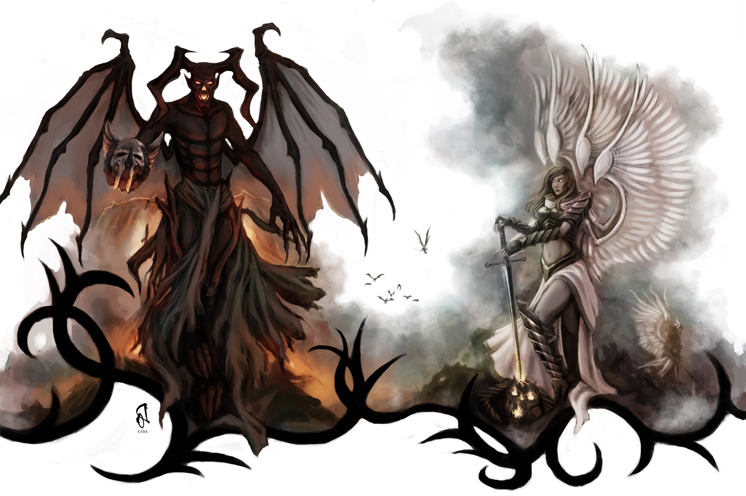 Angel Vs Demon Drawing at GetDrawings Free download