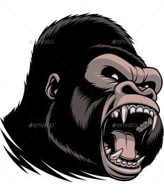 realistic angry gorilla drawing