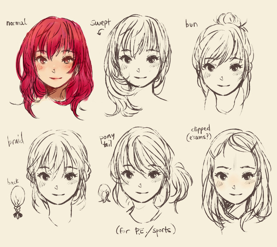 Anime Girl Hair Drawing At Getdrawings Com Free For