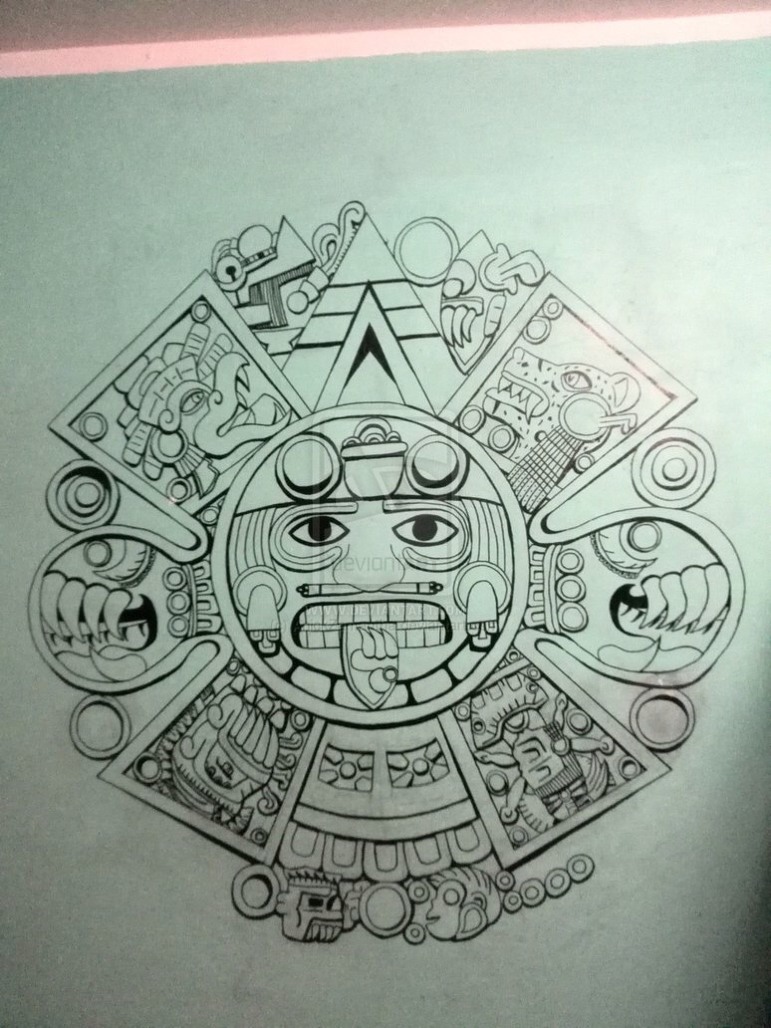 Aztec Calendar Drawing at GetDrawings com Free for personal use Aztec