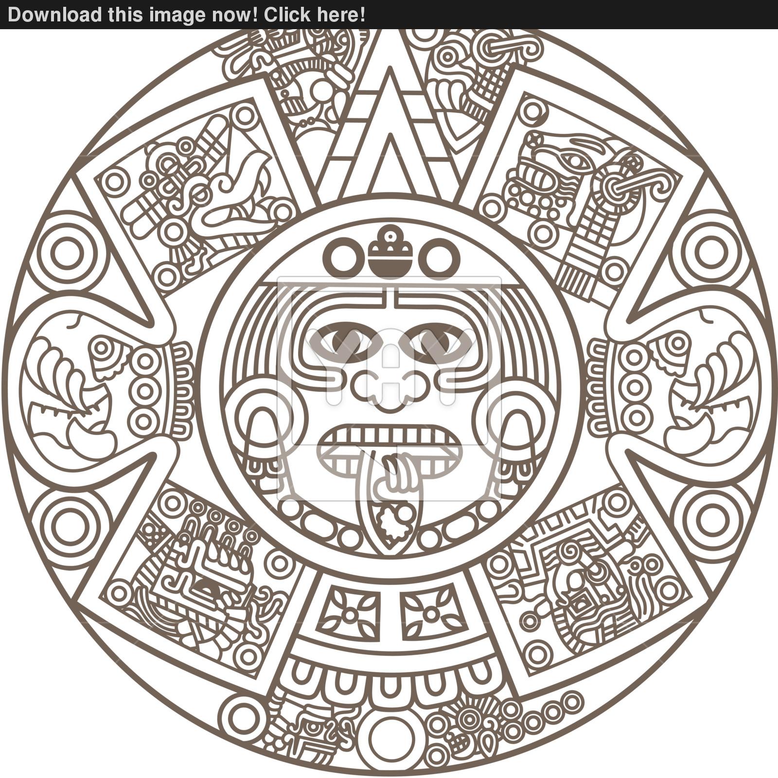 Art Aztec Calendar Drawing Aztec Art Mixed Media by Arturo Rios