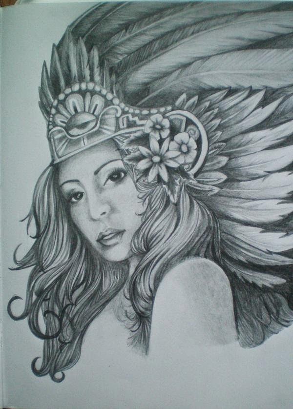 Drawing Aztec Princess Tattoo Line Getdrawings.