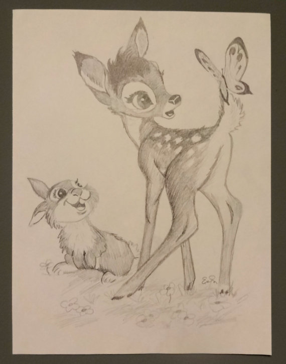 thumper bambi original drawing for sale