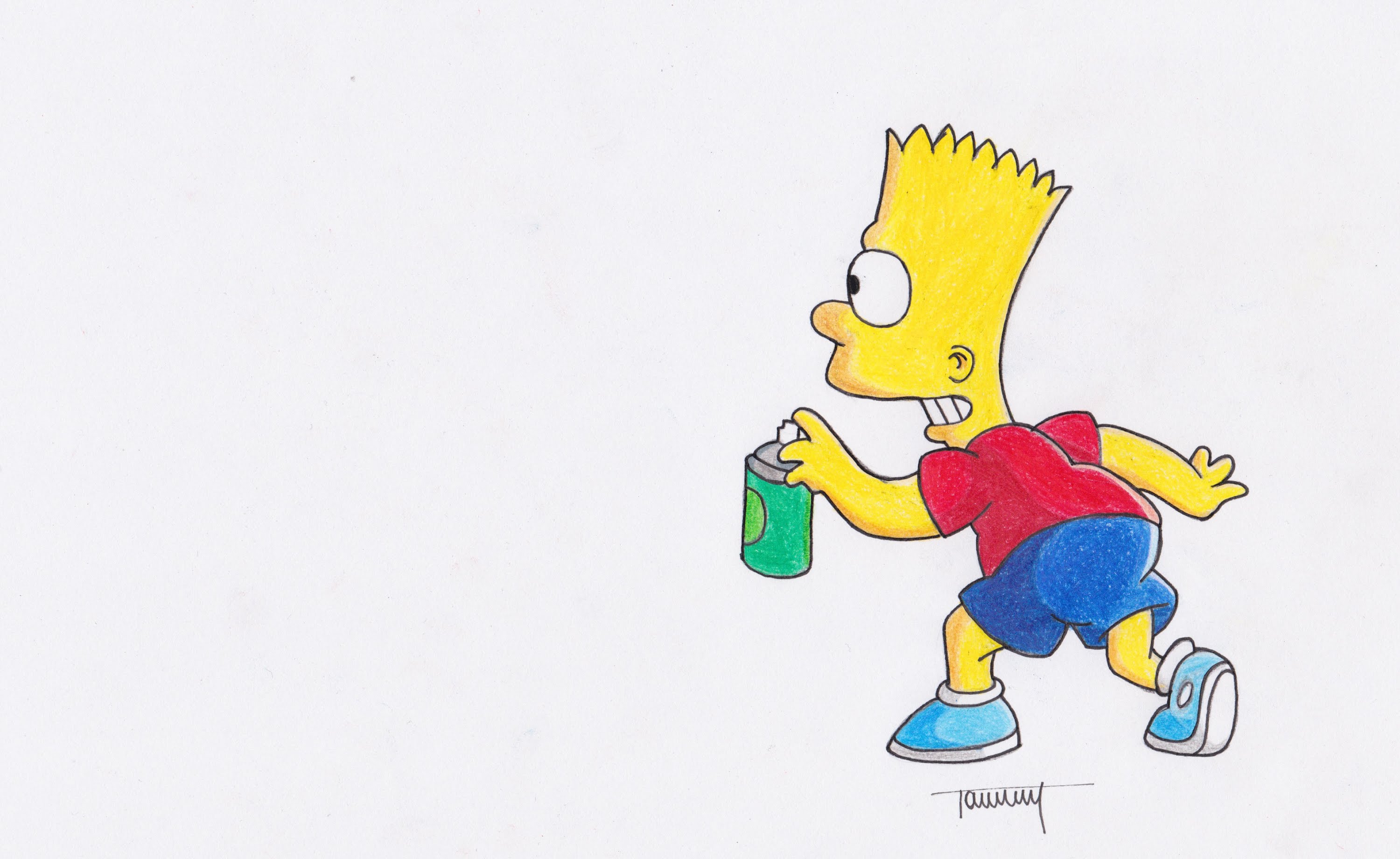 3000x1840 Let's Draw Bart Simpson W Spraycan (The Simpsons) Speed Draw...