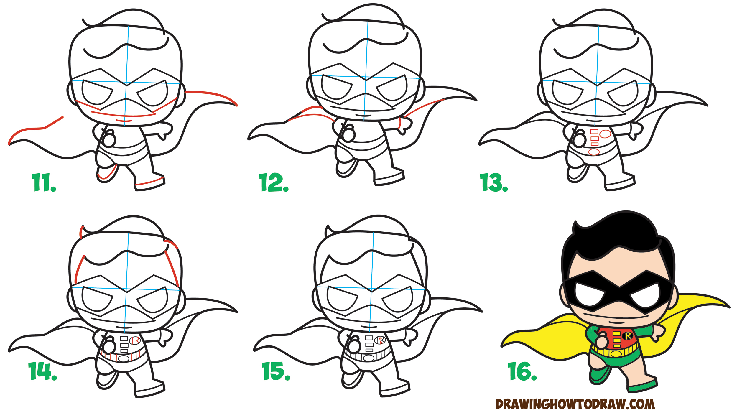 Batman Drawing Step By Step How to Draw Cute Chibi Batman from DC