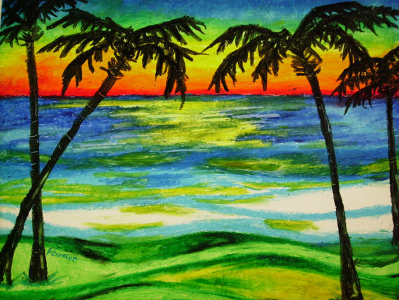 drawing of beach scenery