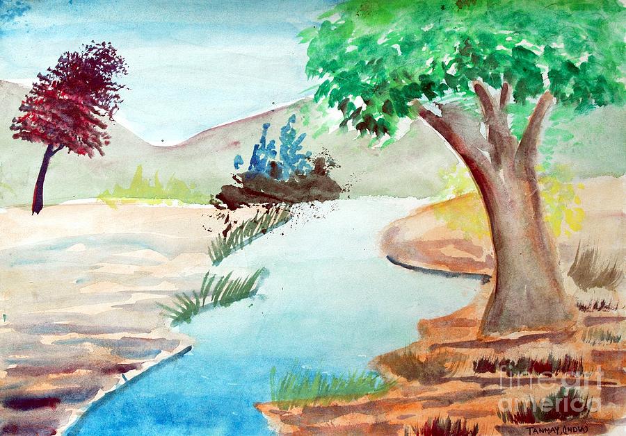 nature beautiful scenery drawing easy sketch drawing