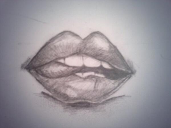 Biting Lips Drawing At GetDrawings | Free Download