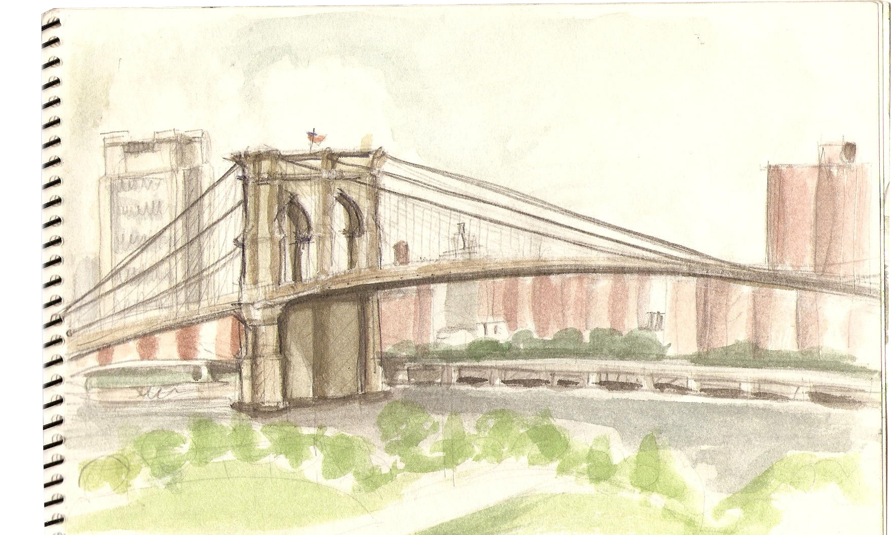 Бруклинский мост Нью-Йорк рисунок