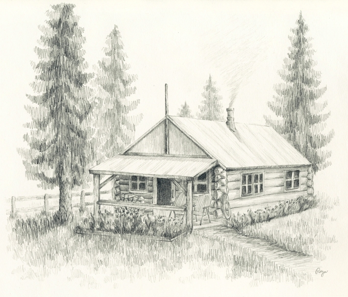 Cabin In The Woods Drawing at GetDrawings | Free download