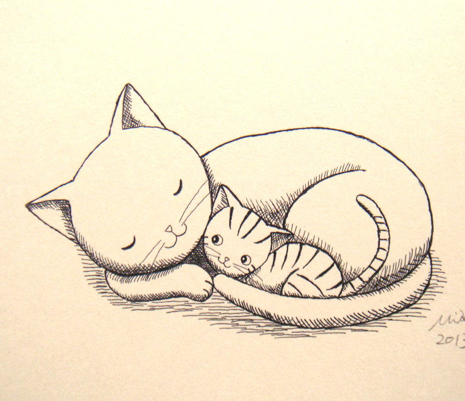 Cat And Kitten Drawing At Getdrawings Free Download