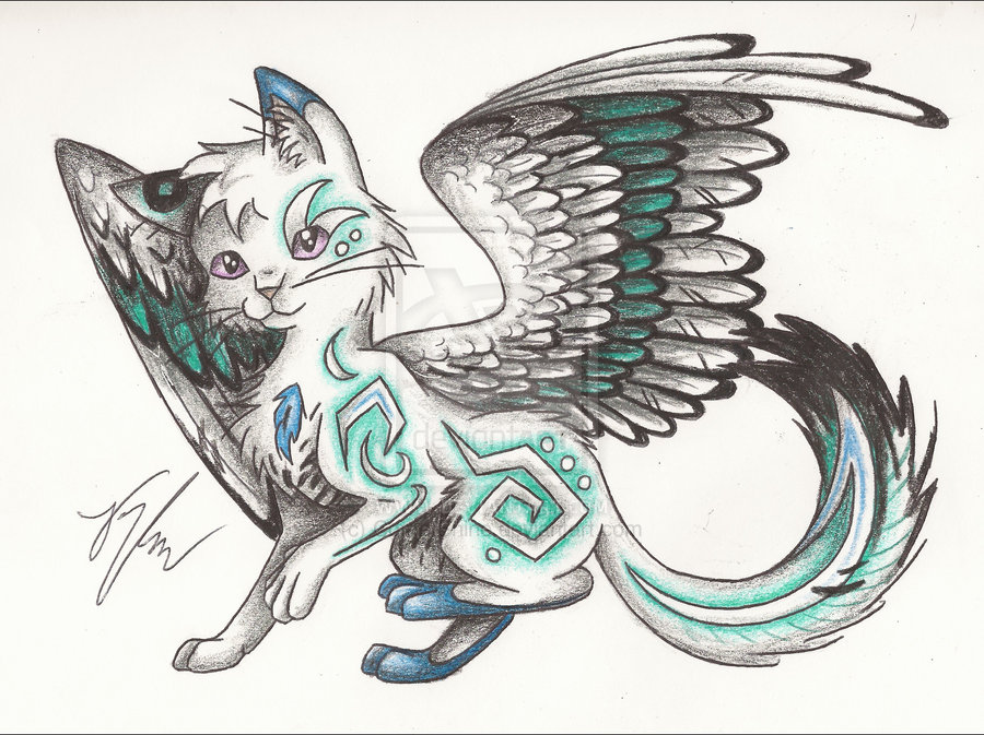 Cat With Wings Drawing at GetDrawings | Free download