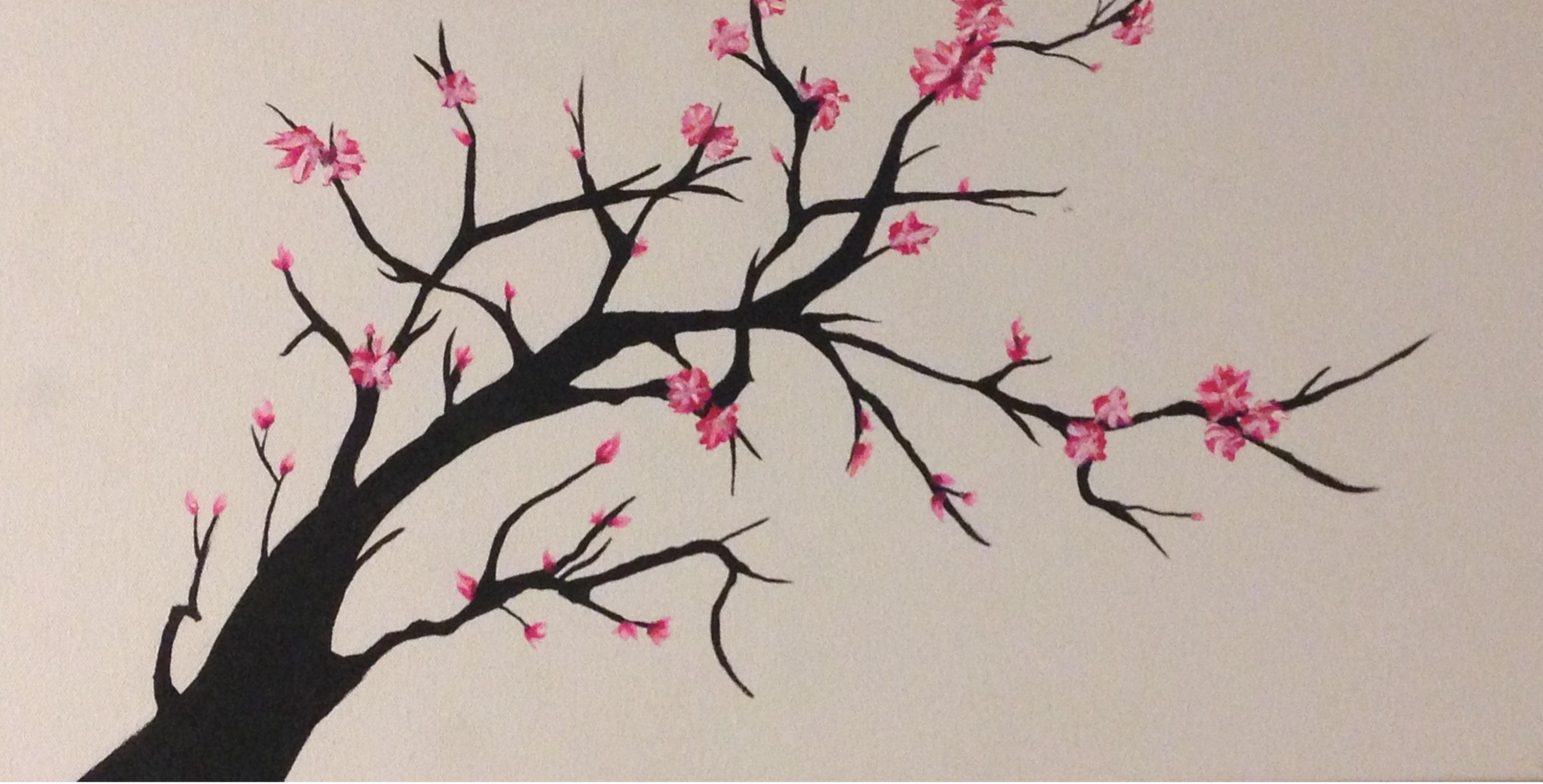 Unique Sketch Cherry Blossom Tree Drawing for Adult