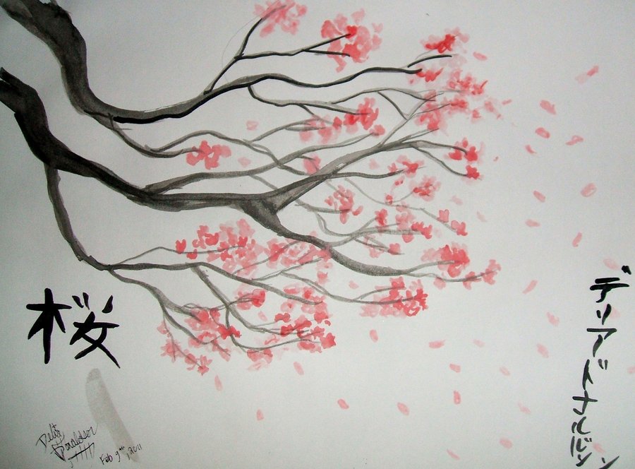 Cherry Blossom Tree Pencil Drawing at GetDrawings | Free download