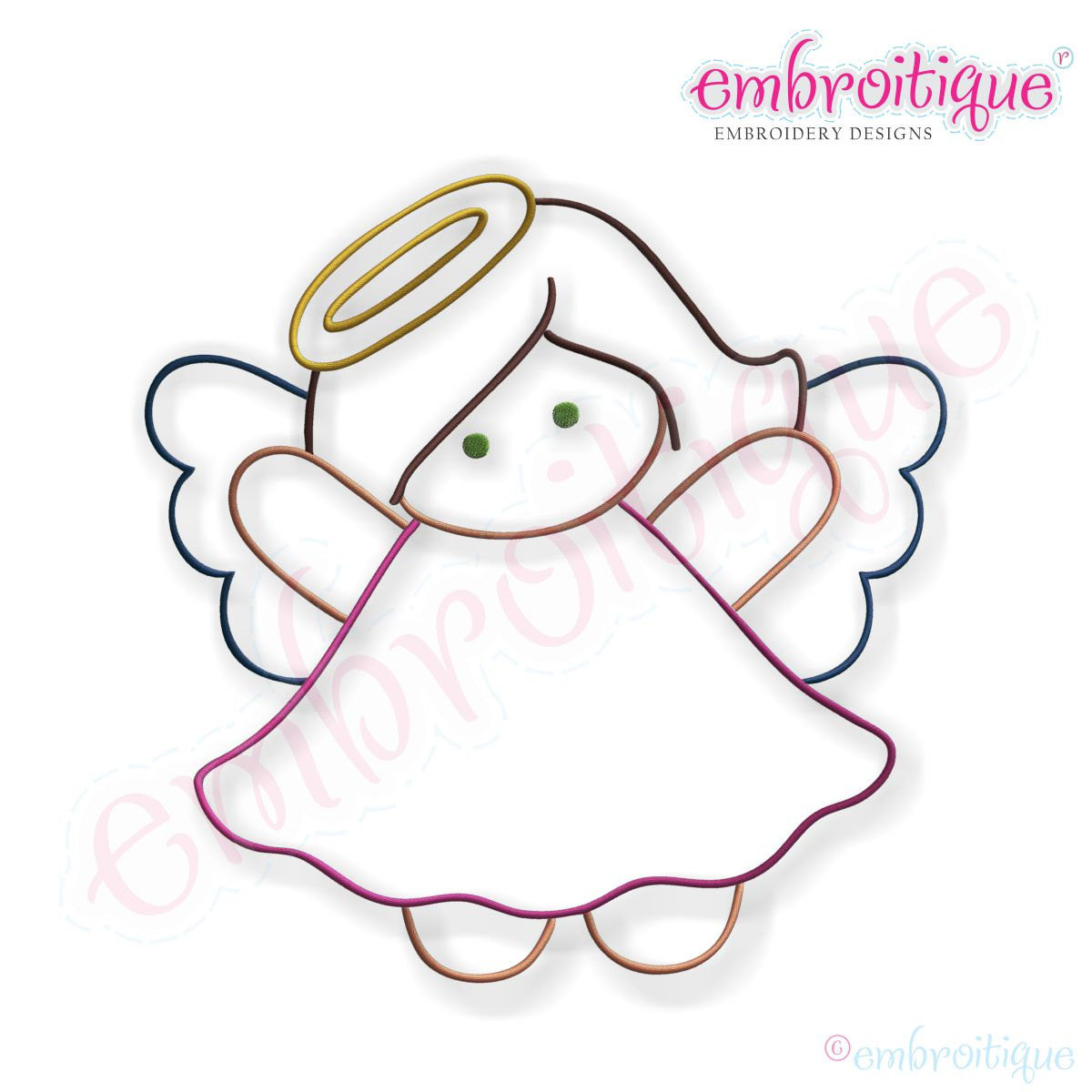 1200x1200 Simple Christmas Angel Embroidery Design Small Instant