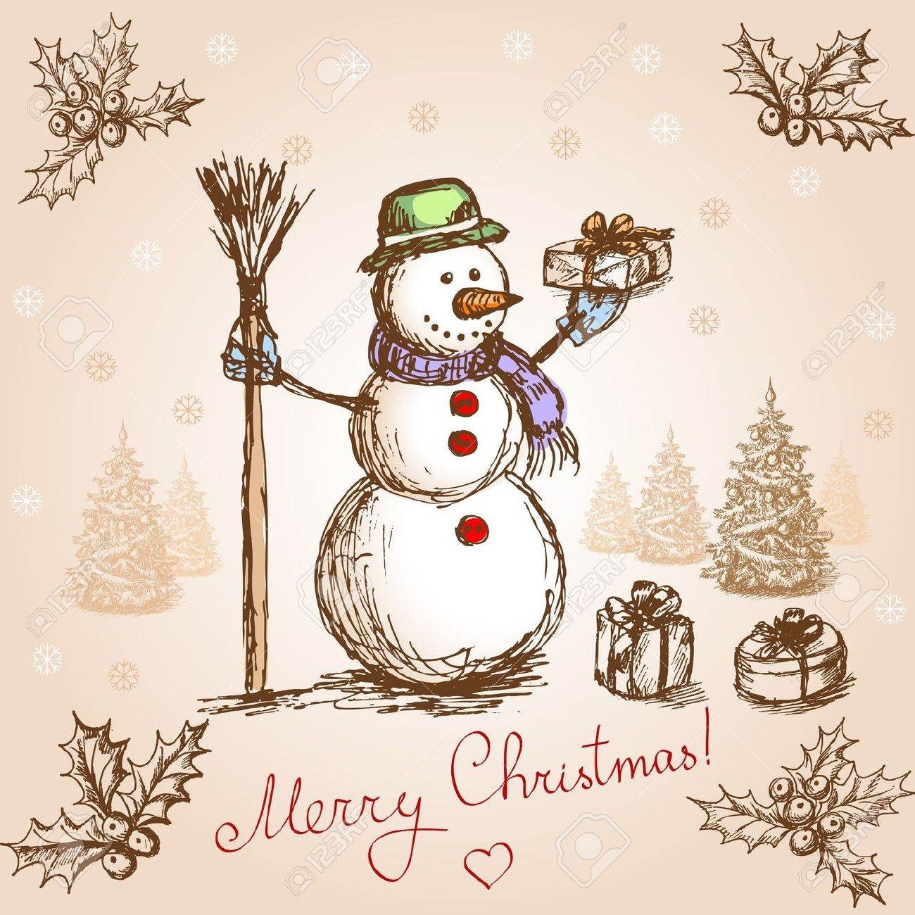 Christmas Card Drawing at GetDrawings | Free download