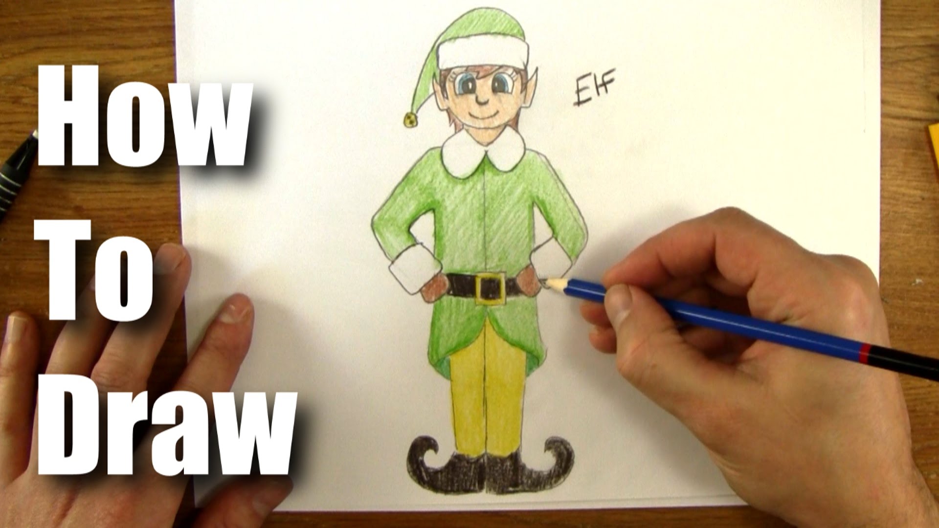 How to draw a Christmas elf