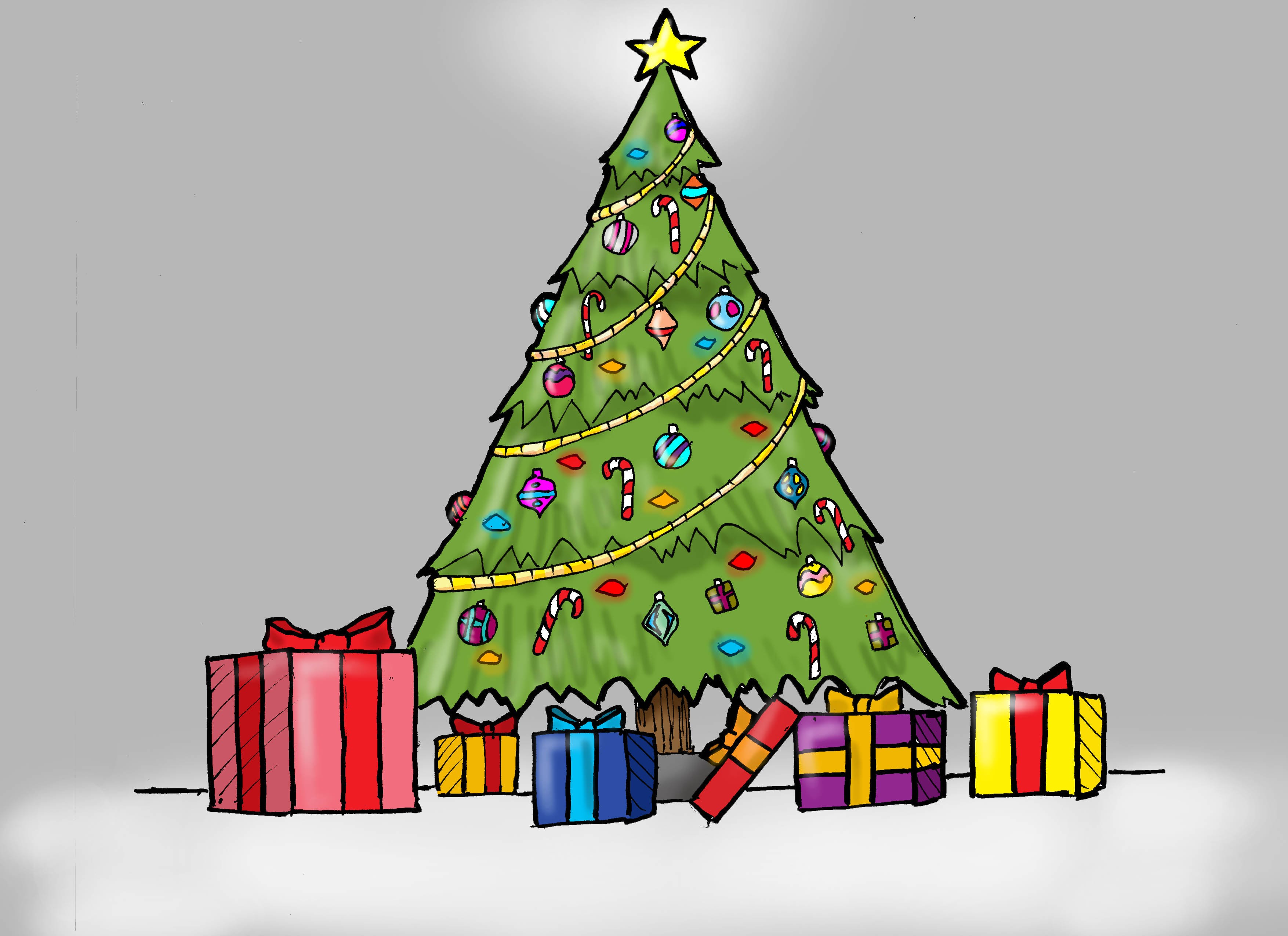 Simple Sketch Drawing Christmas Tree for Girl