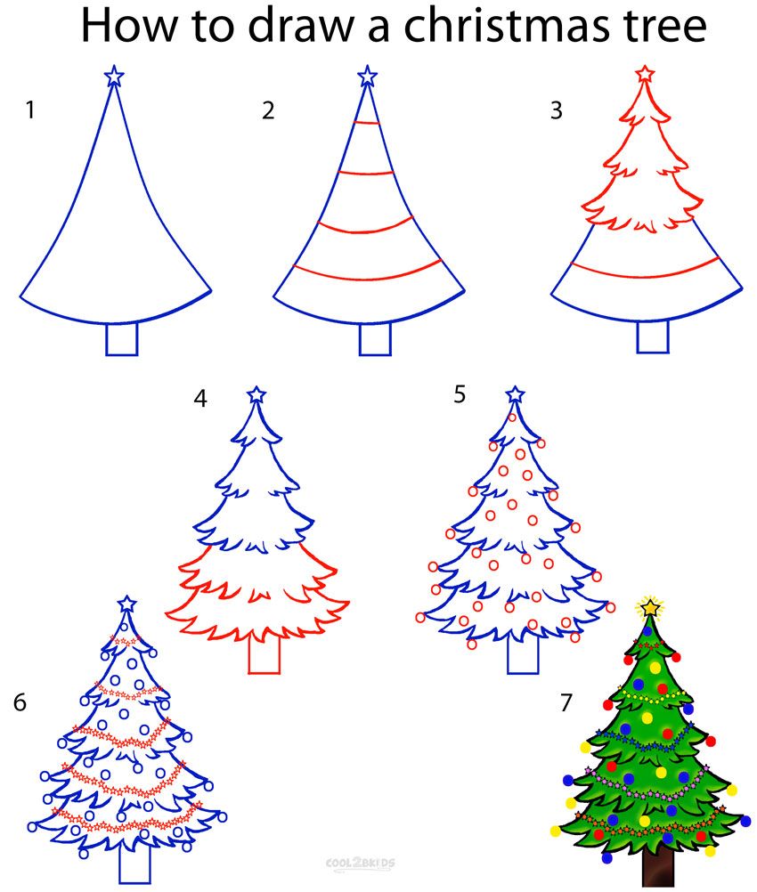 850x1002 How to Draw a Christmas Tree Step by Step Drawing Tutorial with