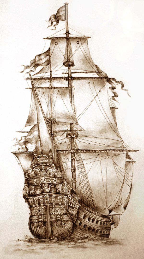 clipper ship tattoo drawing