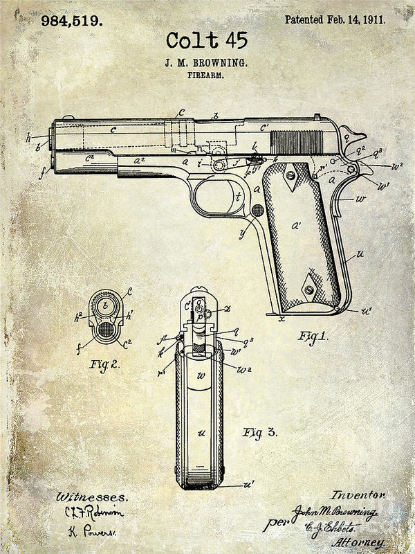 Colt 45 Drawing at GetDrawings | Free download