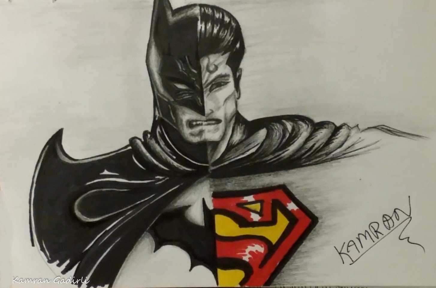 Супермен и Бэтмен карандашом