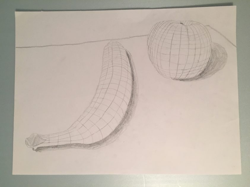 contour lines in art with a apple using pen