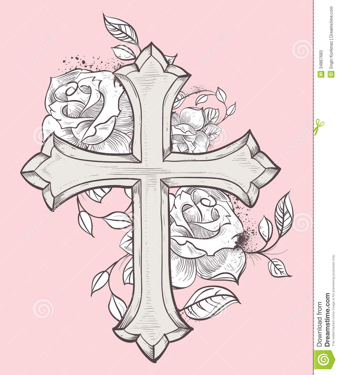 Роза и крест арт