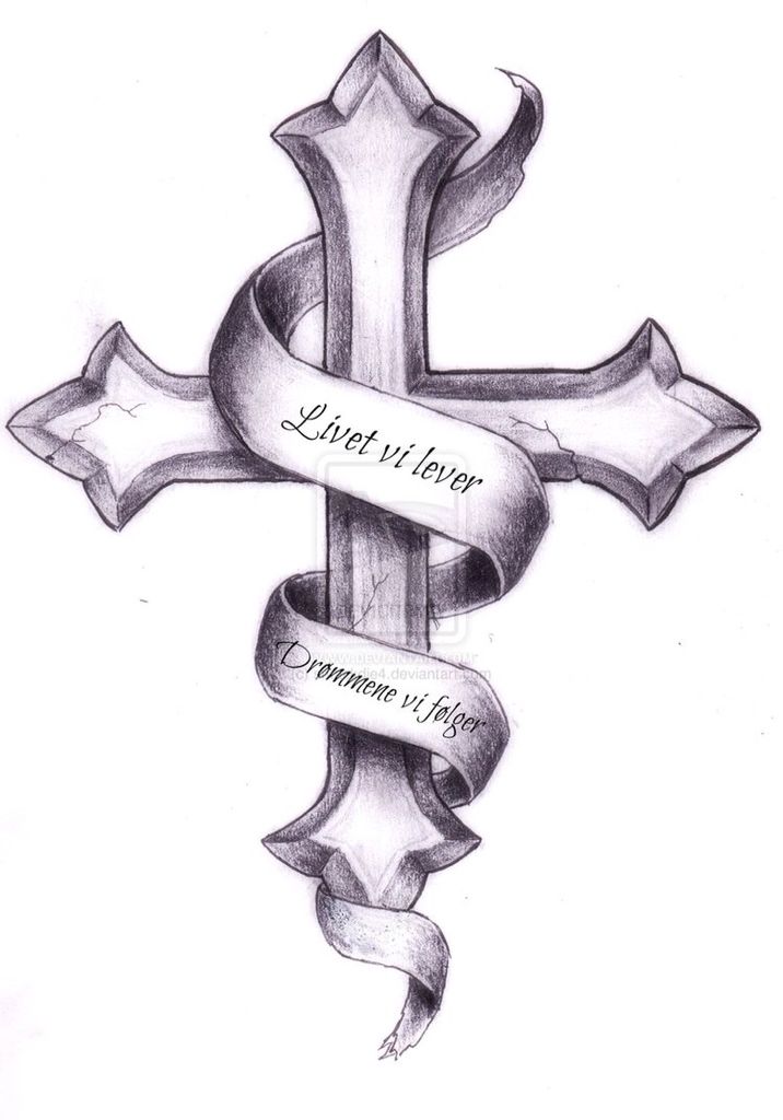 Cross With Ribbon Drawing at GetDrawings Free download