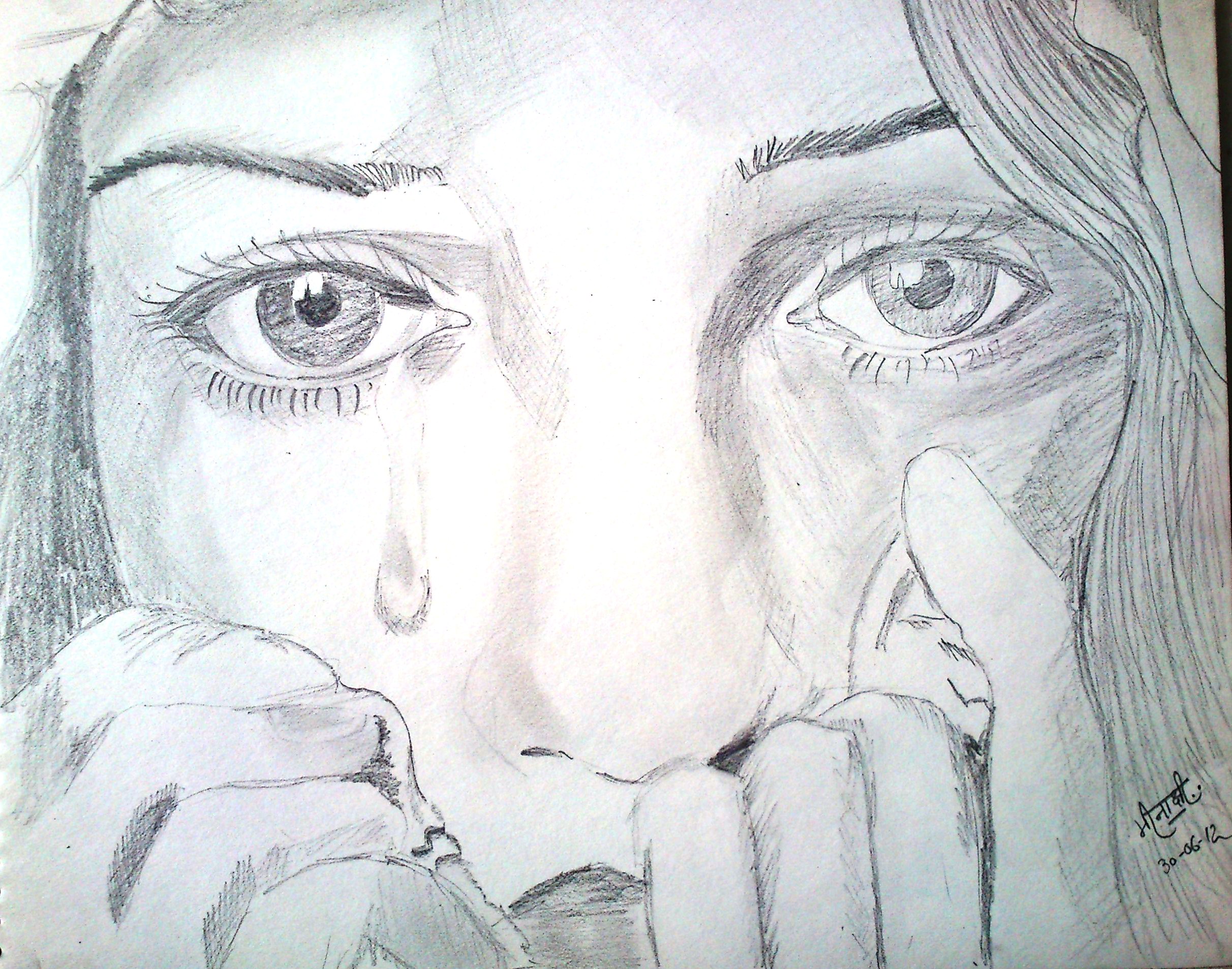 Рисунок плачущей девушки