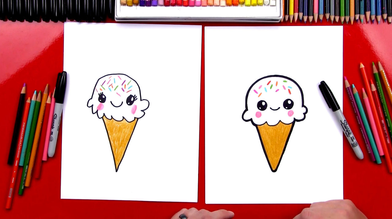 Cute Ice Cream Cone Drawing at GetDrawings | Free download