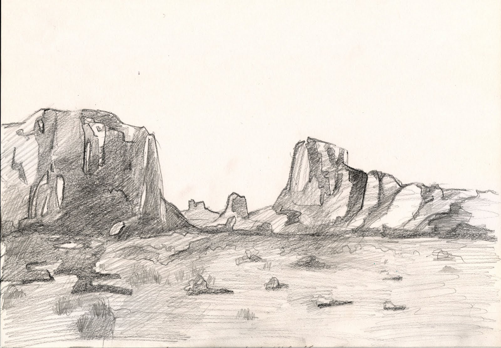 Desert Landscape Line Drawing 001