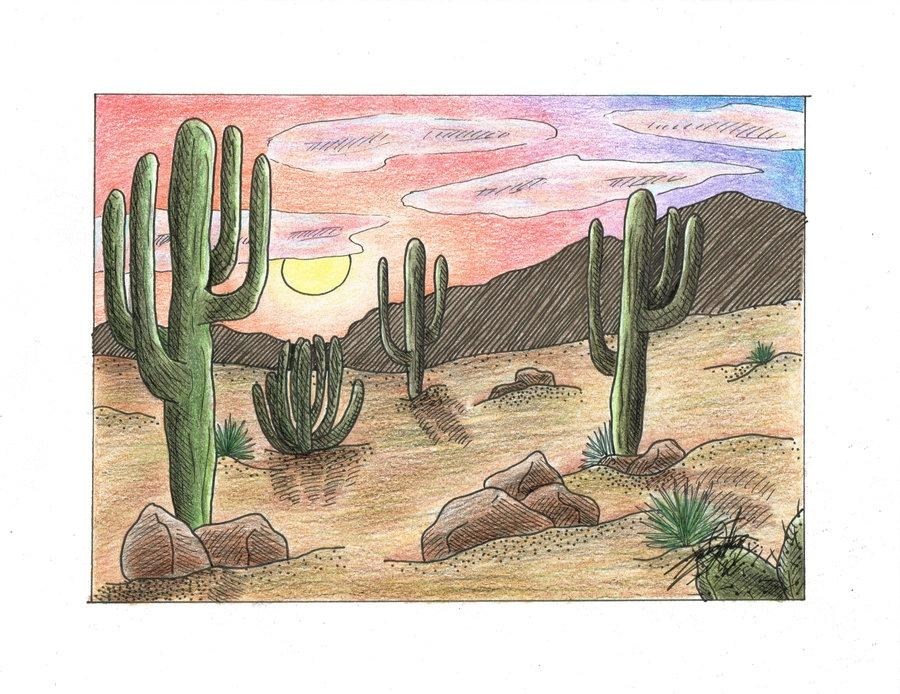 Desert Scene Drawing at GetDrawings | Free download