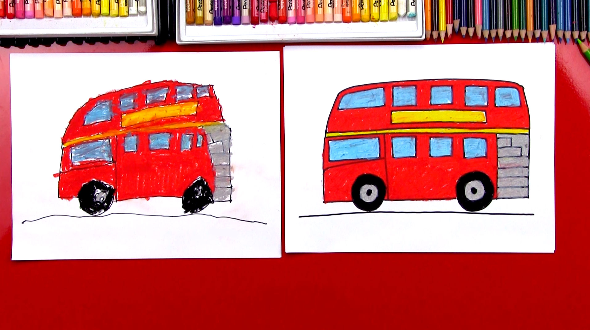 Рисование 3 класс транспорт двухэтажный автобус