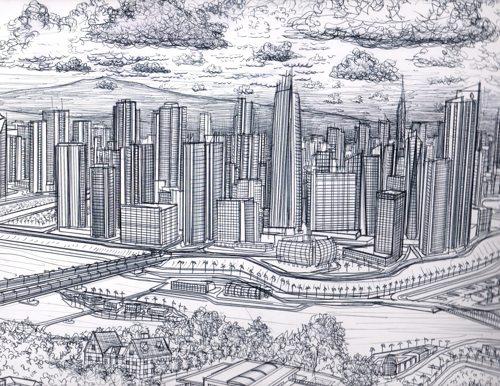 Easy City Drawing at GetDrawings | Free download