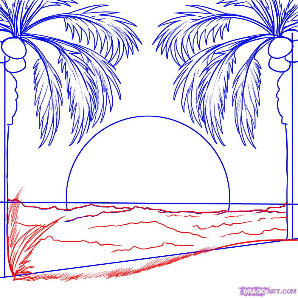 ocean scenery drawing