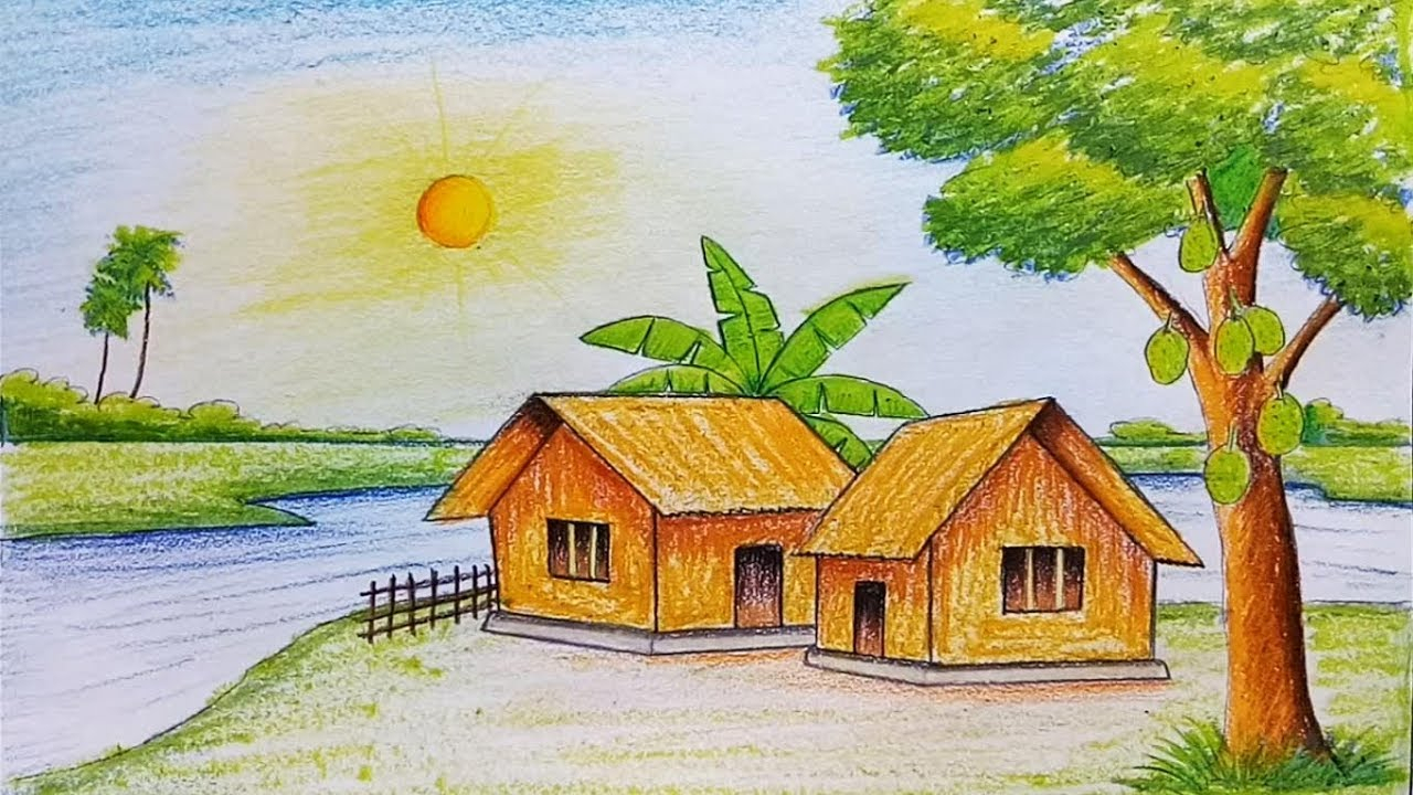 easy scenery drawing with sketch pen