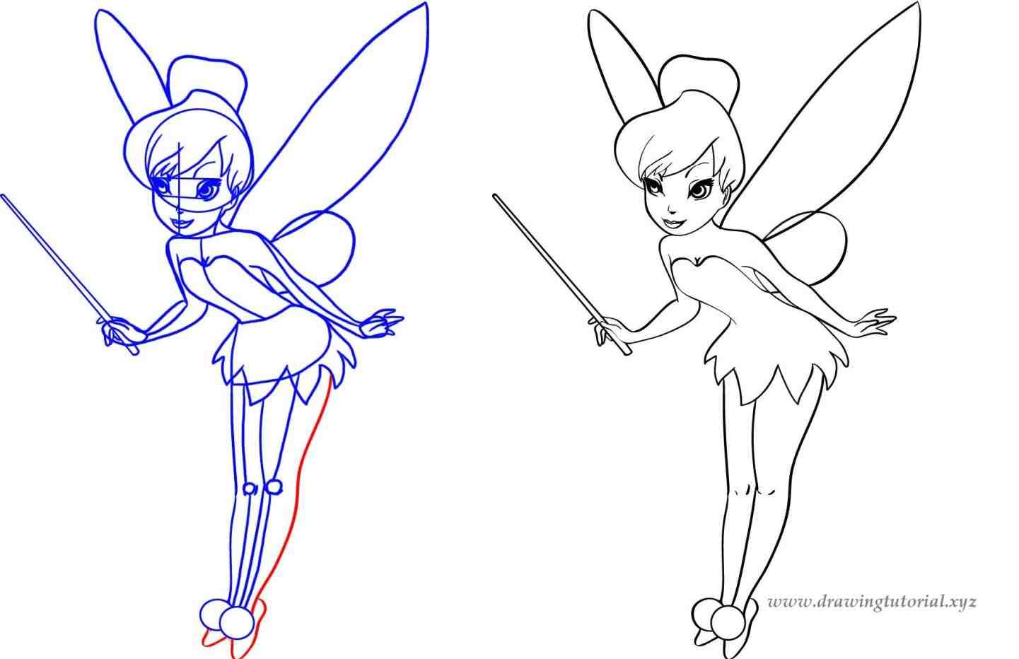 How To Draw Tinkerbell Easy Drawing Guides 