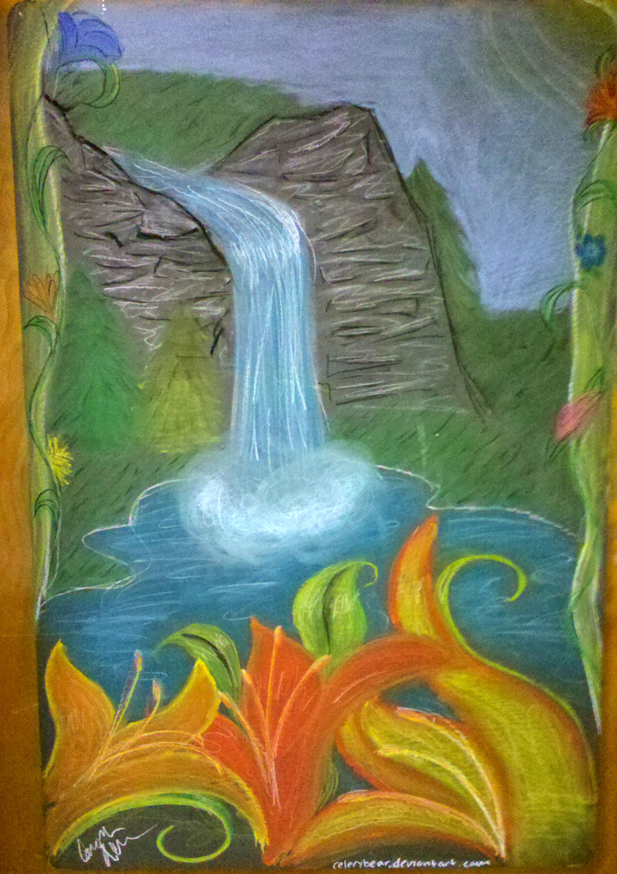 waterfall drawing simple