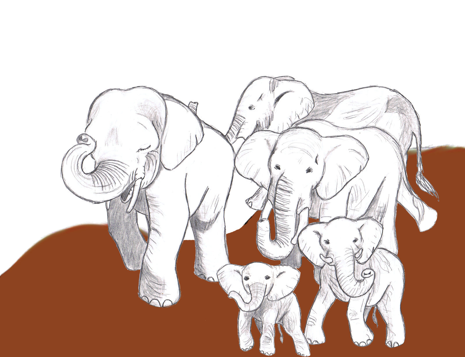 Elephant Family Drawing at GetDrawings Free download