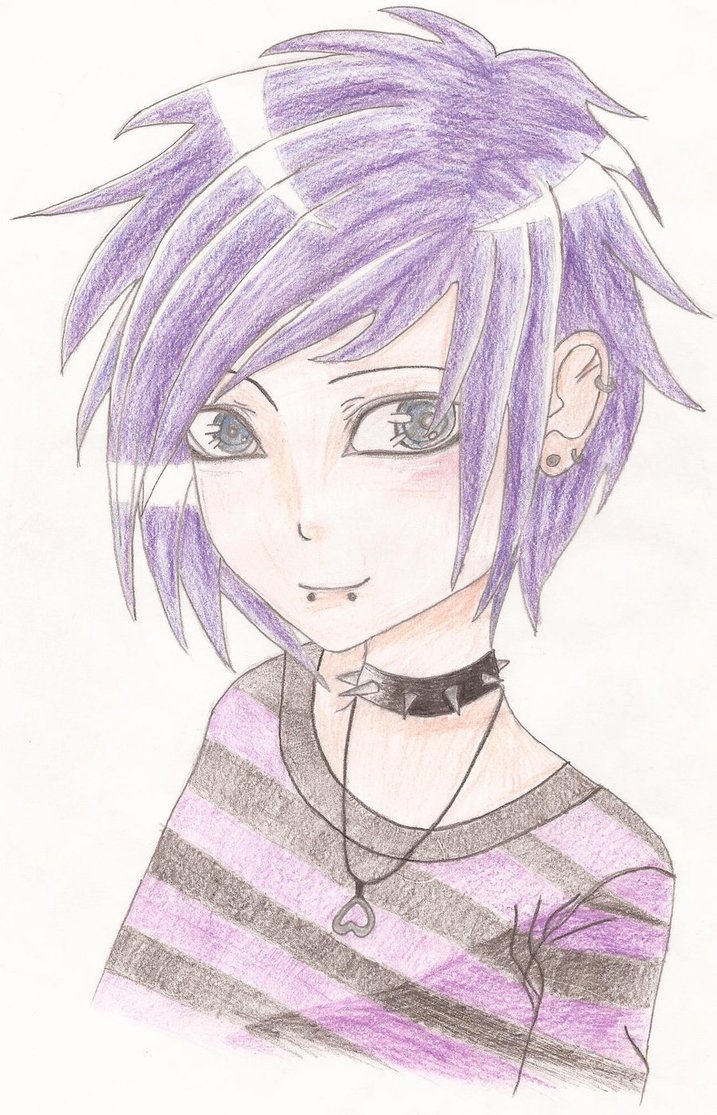 717x1115 Emo Guy With Purple Hair By Kimt331.