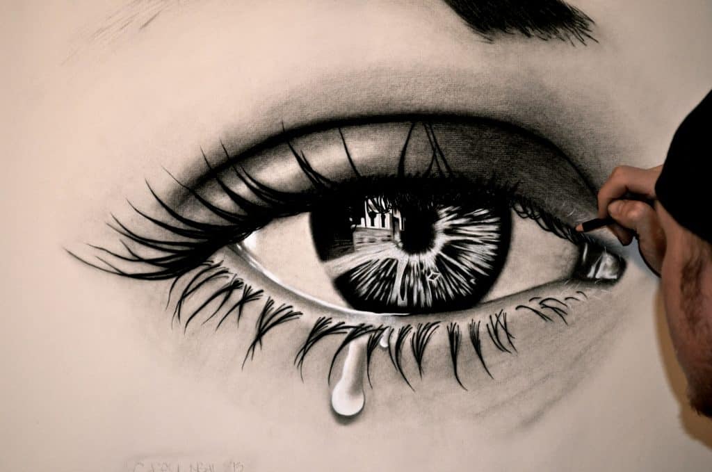 eye sketch crying