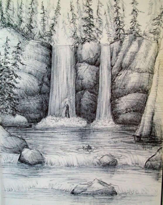 63 Best Pencil sketch drawing gallery water falling for Kindergarten