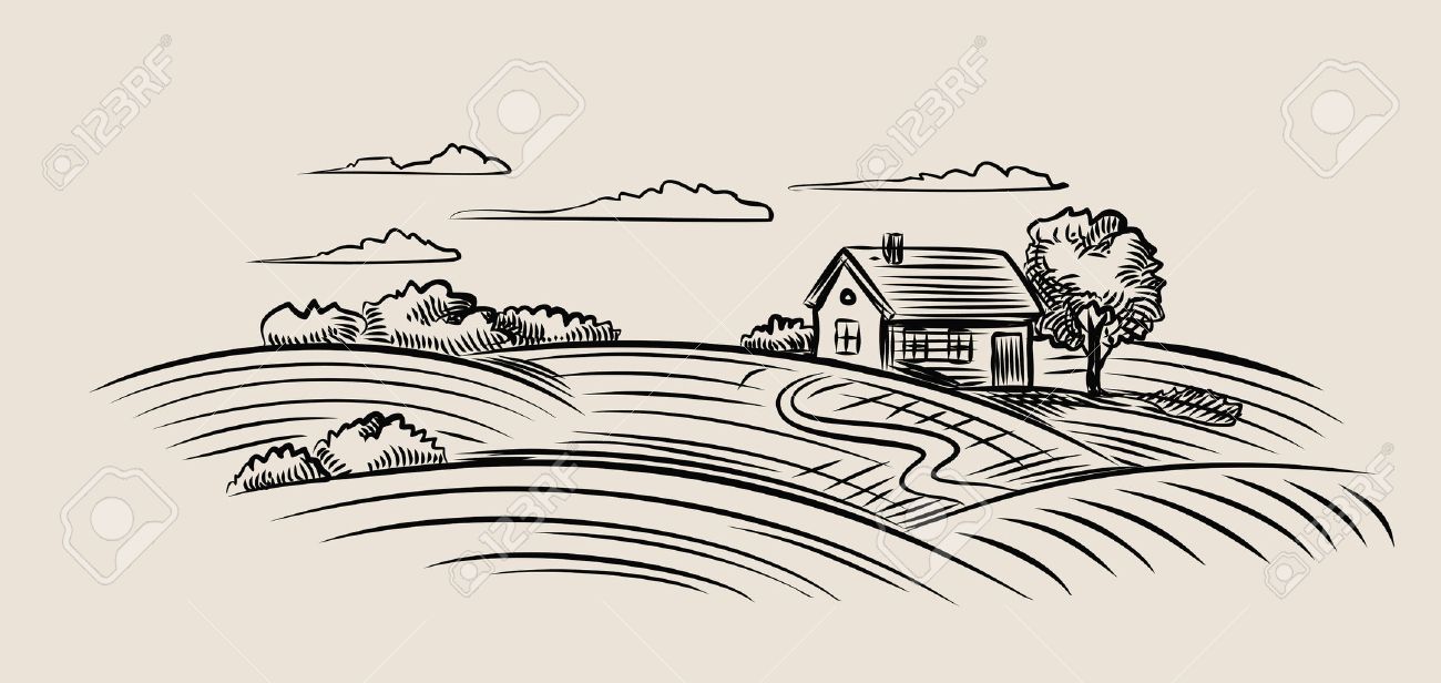 Farm Field Drawing At Getdrawings Free Download