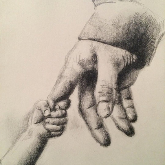 Simple Sketch Drawing Of Father And Daughter for Beginner