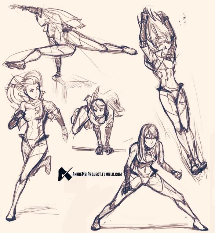 Fighting Positions Drawing How To Draw Fight Poses Female Ninja