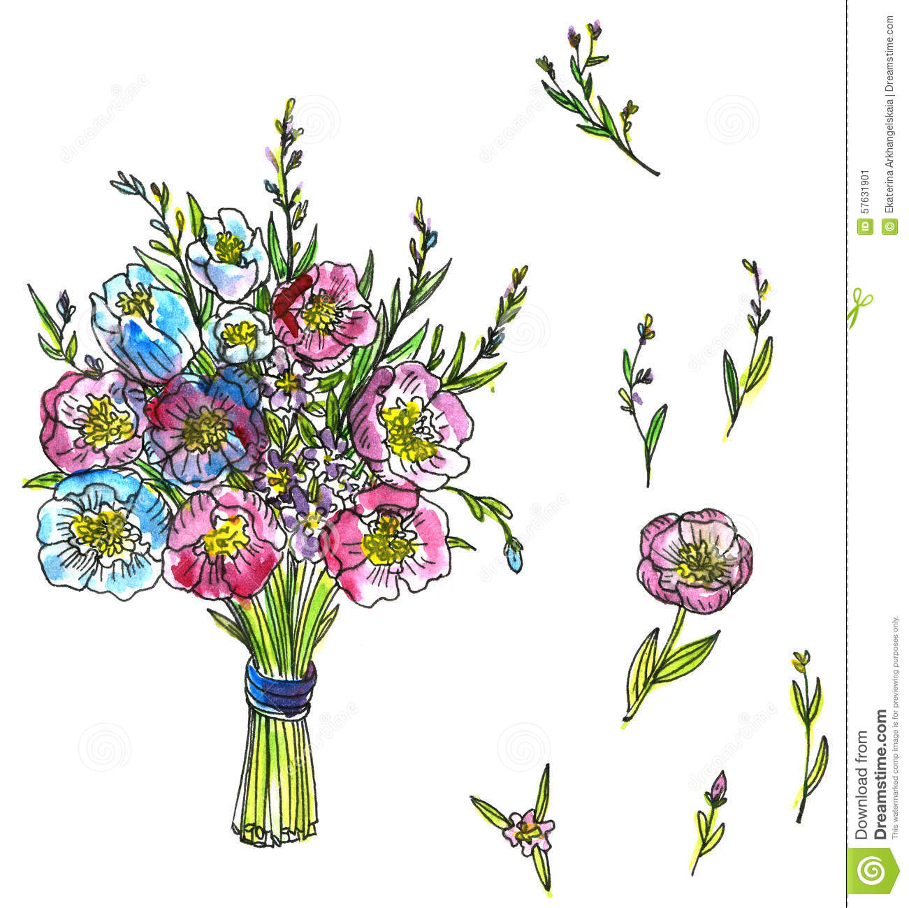 Flowers Bouquet Drawing at GetDrawings Free download