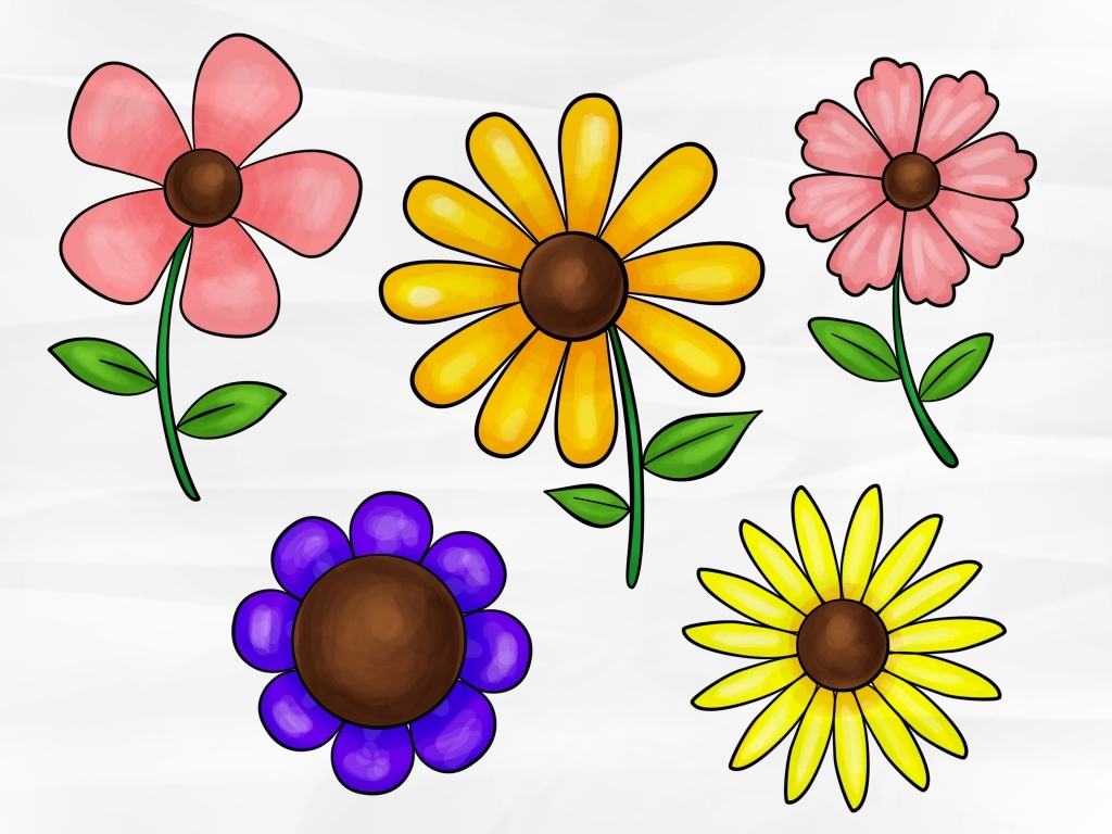 Simple 5 Petal Flower Drawing | Best Flower Site