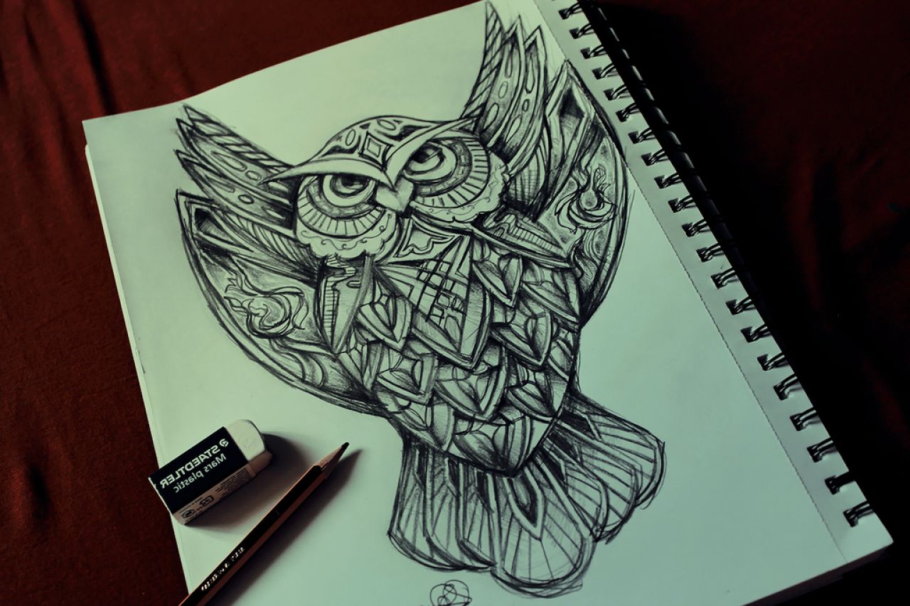 Flying Owl Drawing at GetDrawings | Free download